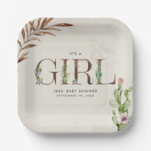 Blommigt Cactus Leather Girl Baby Shower