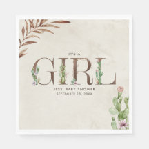 Blommigt Cactus Leather Girl Baby Shower