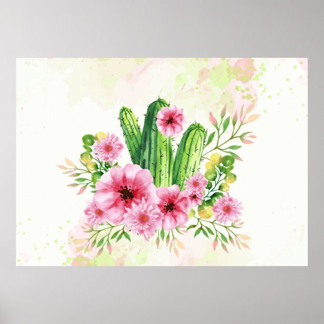 Blommigt Cactus Poster (Framsidan)