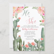 Blommigt Cactus Succules Gender Reveal