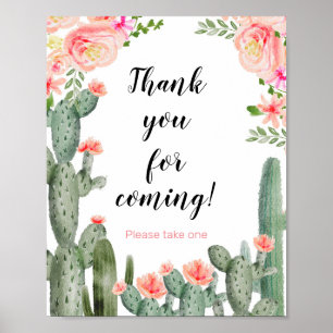 Blommigt Cactus Tack för att du kommer med favorit Poster