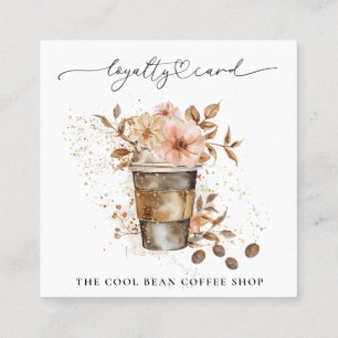 *~* Blommigt Cafe Coffee Bean Espresso QR. Belönin Lojalitetskort