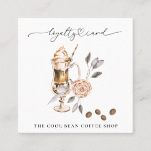 *~* Blommigt Cafe Coffee Bean Espresso QR Rewards Lojalitetskort