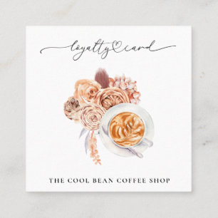 *~* Blommigt Cafe Coffee Espresso QR Rewards Lojalitetskort