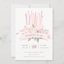 Blommigt Cake Candles (ljus vid födelsedag) Inbju Tack Kort