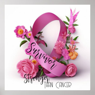 Blommigt Cancer Awareness Ribbion - Survivor Poster