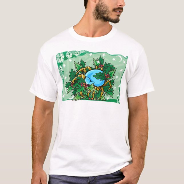Blommigt Cancer Crab in Holly T Shirt (Framsida)