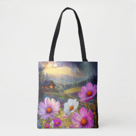 Blommigt Canvas Tote Bag Tygkasse