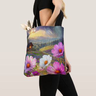 Blommigt Canvas Tote Bag Tygkasse