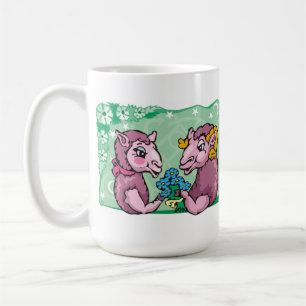 Blommigt Capricorn med get och lila blommor Kaffemugg