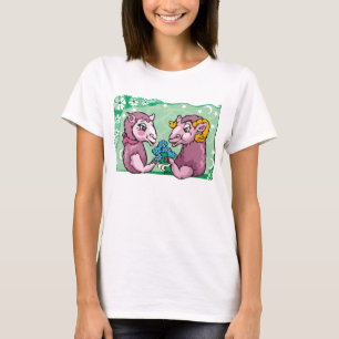 Blommigt Capricorn med get och lila blommor Tee