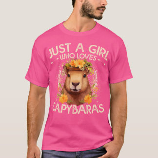 Blommigt Capybara bara en flicka som Kärlek Capyba T Shirt
