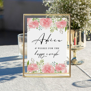 Blommigt Carnation Advice och Önskemål Bröllop Sig Poster