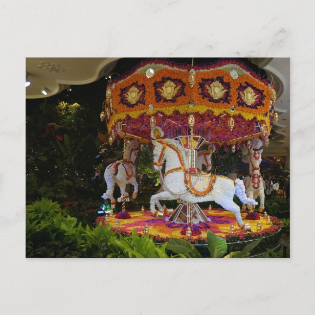 Blommigt Carousel Wynn Las Vegas Postcard Vykort (Framsida)