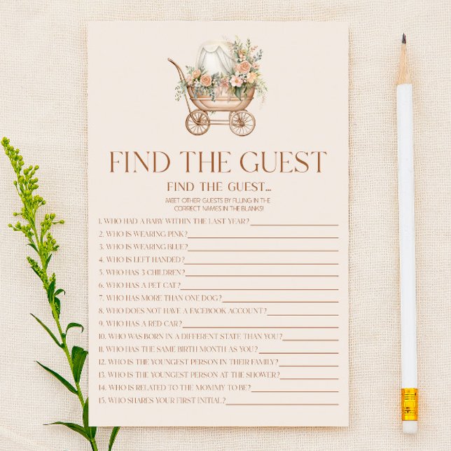 Blommigt Carriage Find the Guest Baby Shower Game (Skapare uppladdad)
