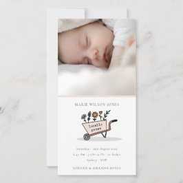  Blommigt Cart Photo Baby Birth Notice Tack Kort