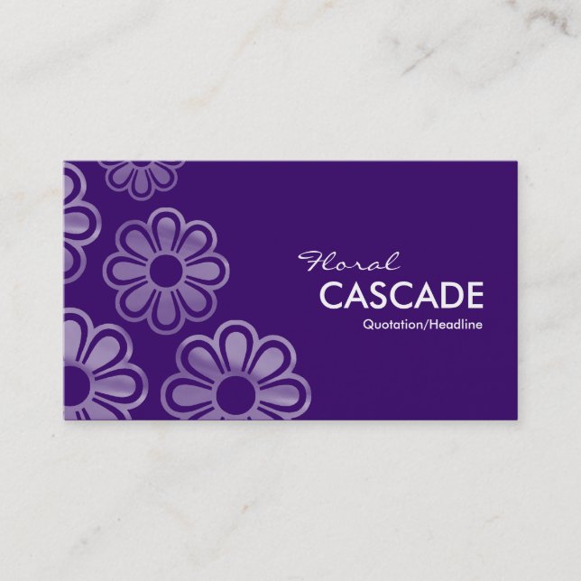 Blommigt Cascade - Mörk Violet Visitkort (Framsida)