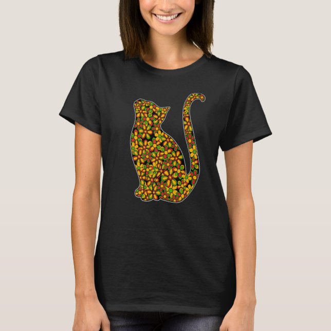 Blommigt Cat African Black History Month Cute BLM  T Shirt (Framsida)