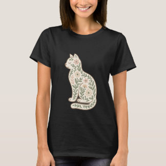 Blommigt Cat Shirt - Pastel Botanical Kattunge Sil T