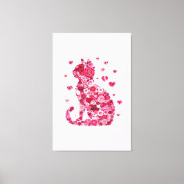 Blommigt Cat Silhouette ArtFaux Wrapped Canvas Skr