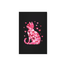 Blommigt Cat Silhouette ArtFaux Wrapped Canvas Skr