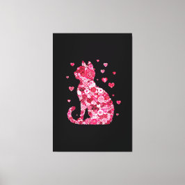Blommigt Cat Silhouette ArtFaux Wrapped Canvas Skr