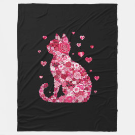 Blommigt Cat Silhouette ArtFaux Wrapped Canvas Skr Fleecefilt