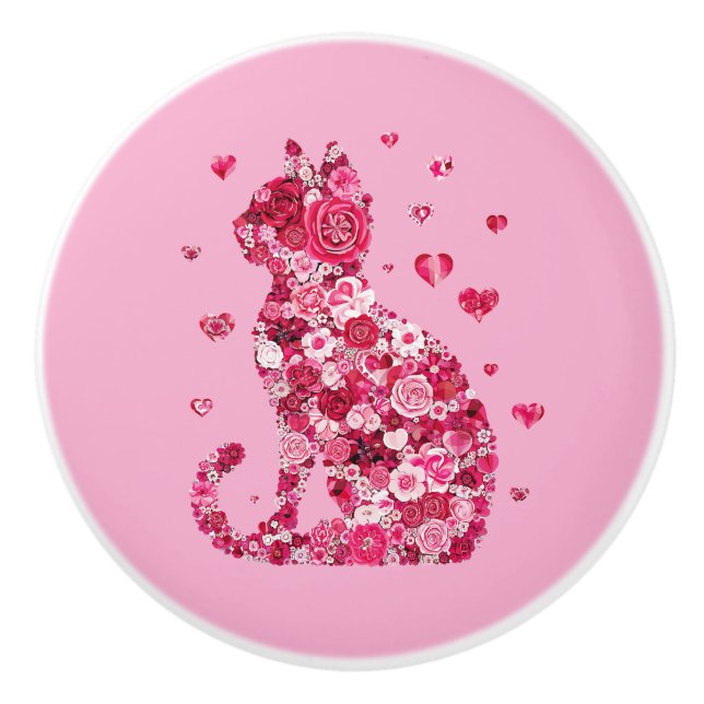 Blommigt Cat Silhouette ArtFaux Wrapped Canvas Skr Knopp (Framsidan)