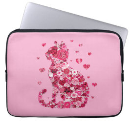 Blommigt Cat Silhouette ArtFaux Wrapped Canvas Skr Laptop Fodral