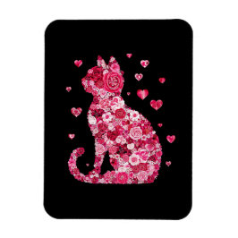 Blommigt Cat Silhouette ArtFaux Wrapped Canvas Skr Magnet