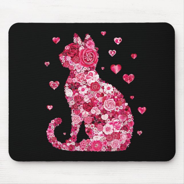Blommigt Cat Silhouette ArtFaux Wrapped Canvas Skr Musmatta (Framsidan)
