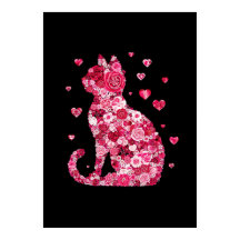 Blommigt Cat Silhouette ArtFaux Wrapped Canvas Skr