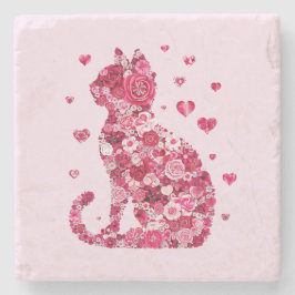 Blommigt Cat Silhouette ArtFaux Wrapped Canvas Skr Stenunderlägg