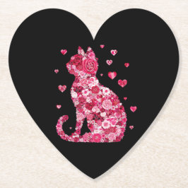 Blommigt Cat Silhouette ArtFaux Wrapped Canvas Skr Underlägg Papper