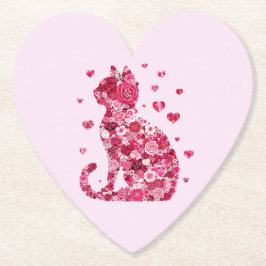 Blommigt Cat Silhouette ArtFaux Wrapped Canvas Skr Underlägg Papper