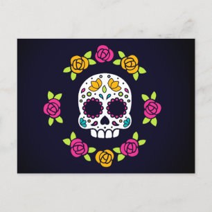 Blommigt Catrina Skull Dia De Los Muertos Helg Vykort
