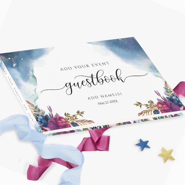 Blommigt Celestial, stjärnblåfärgad kalk och Lila Gästböcker (Skapare uppladdad)