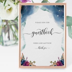 Blommigt Celestial, stjärnbokstecken Poster
