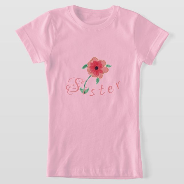 Blommigt centrerad t shirt (Laydown)