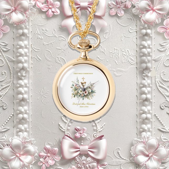 Blommigt Chalace First Communion Necklace Armbandsur (Skapare uppladdad)