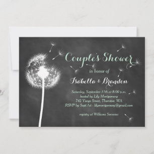 Blommigt Chalkboard Couples Shower Inbjudan (mynta