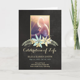 Blommigt Chalkboard Firande of Life Programme Program
