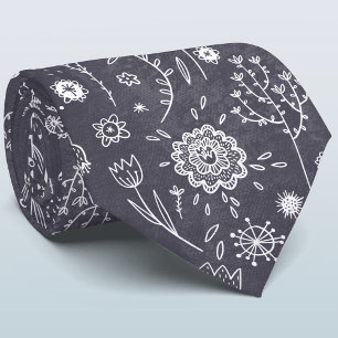 Blommigt Chalkboard Neck Tie Slips