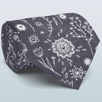 Blommigt Chalkboard Neck Tie Slips