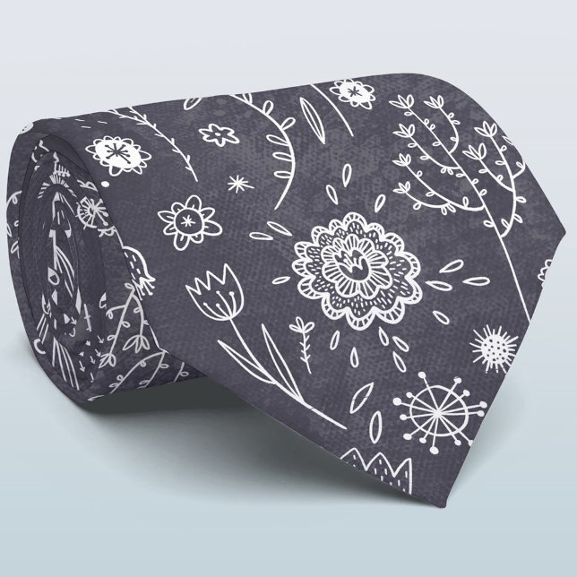 Blommigt Chalkboard Neck Tie Slips (Skapare uppladdad)