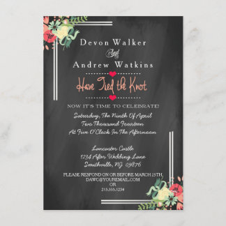 Blommigt Chalkboard Reception only Wedding Call Inbjudningar