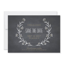 Blommigt chalkboard rustic bröllop spara datum