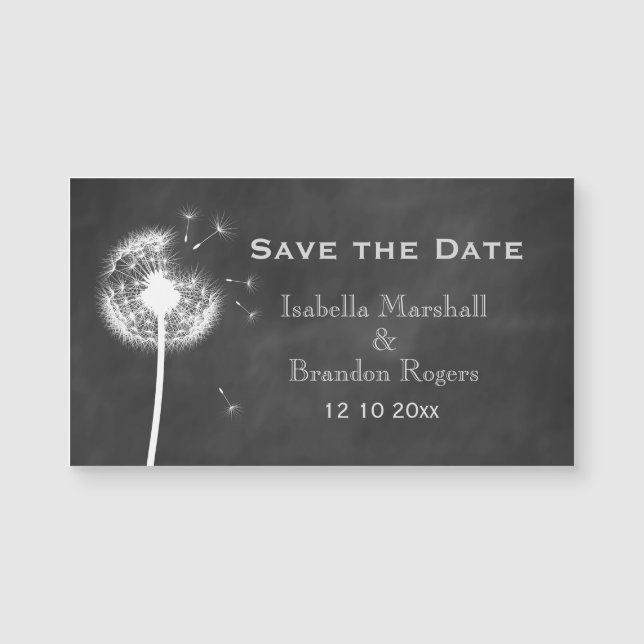 Blommigt Chalkboard Spara datum magneter (Framsida)