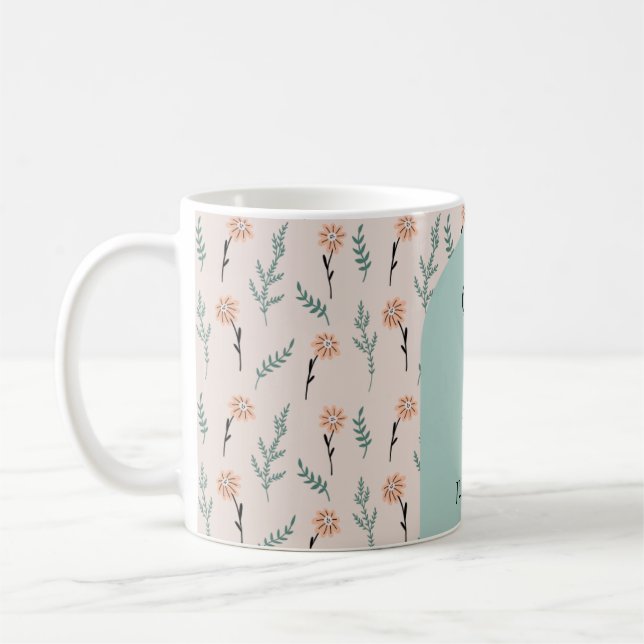 Blommigt chamomile mönster kaffemugg (Vänster)