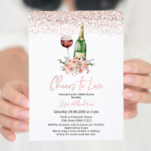 Blommigt Champagne Cheers till Kärlek Möhippa Inbjudningar